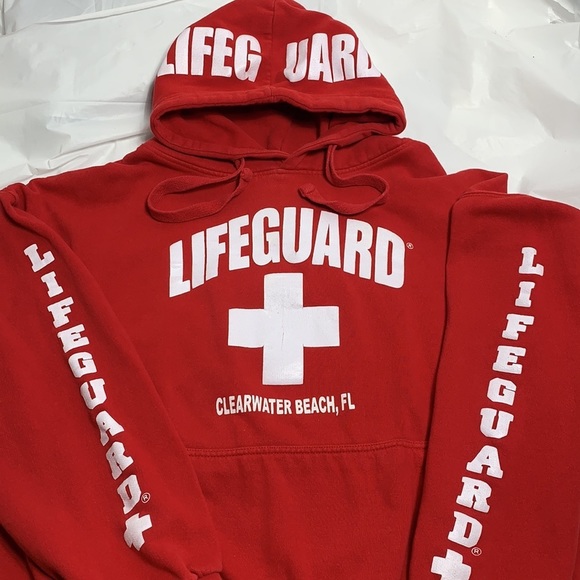 Lifeguard Other - Lifeguard Red Clearwater Beach FL Hoodie w Kangaroo pouch pocket S XXL